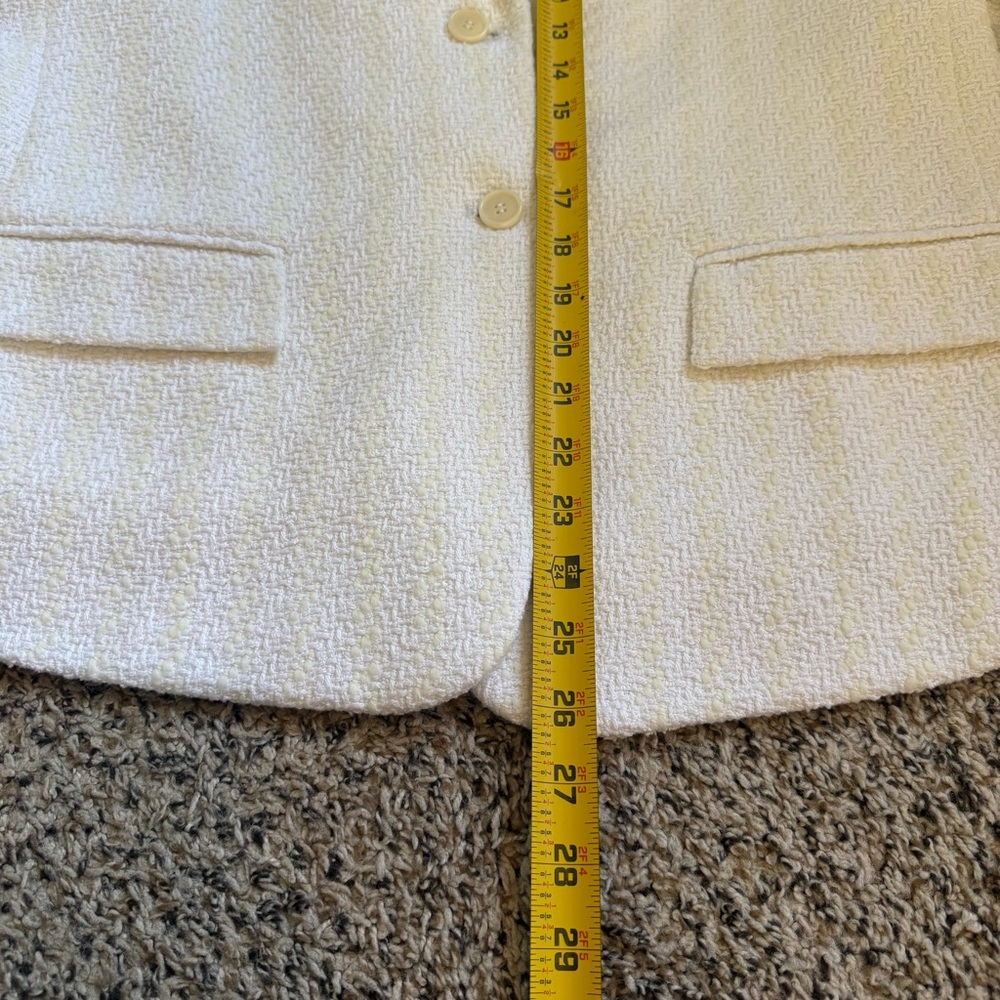 Hugo Boss BOSS White Cream Striped Tweed Blazer Womens Office Wear Womens Sz 14 - Picture 5 of 10